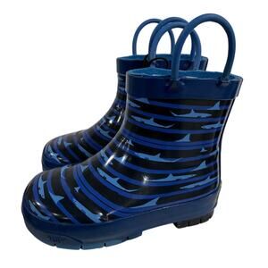 Shark Shorty Kids Shark Rain Boots Size 7 Blue Doo Doo Style Waterproof NWT